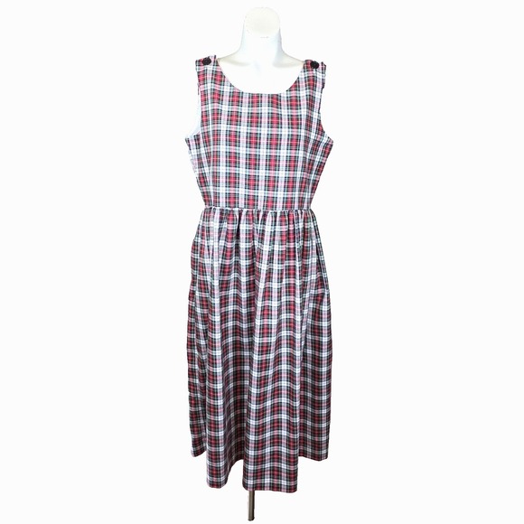 Kelly’s Kids Dresses & Skirts - Vtg Kelly's Kids Plaid Jumper Dress Adult Medium Red Tartan 90s Pinafore Cottage